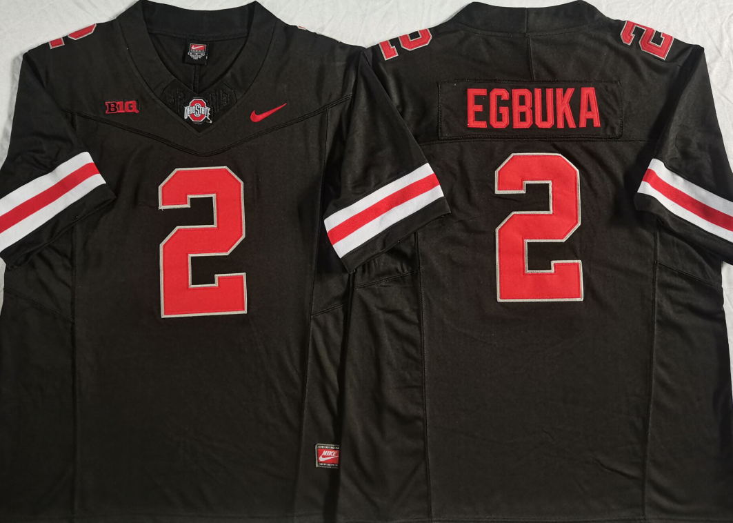 Men's Ohio State Buckeyes Emeka Egbuka #2 Black Jersey
